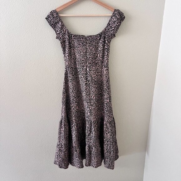 Reformation Toulouse Linen Off Shoulder Leopard Print Midi Dress - Picture 7 of 8